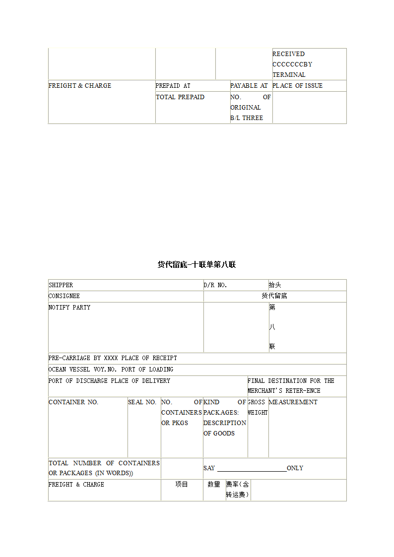 场站收据十联单样例(下货纸)1第9页