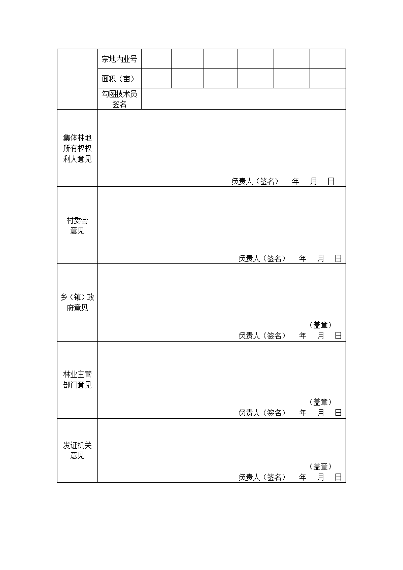 林权登记申请表第4页