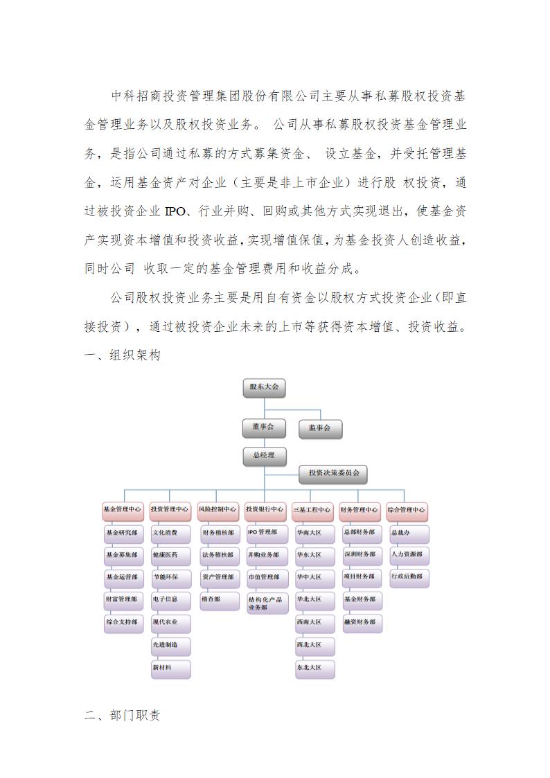 中科招商组织架构+流程+职责