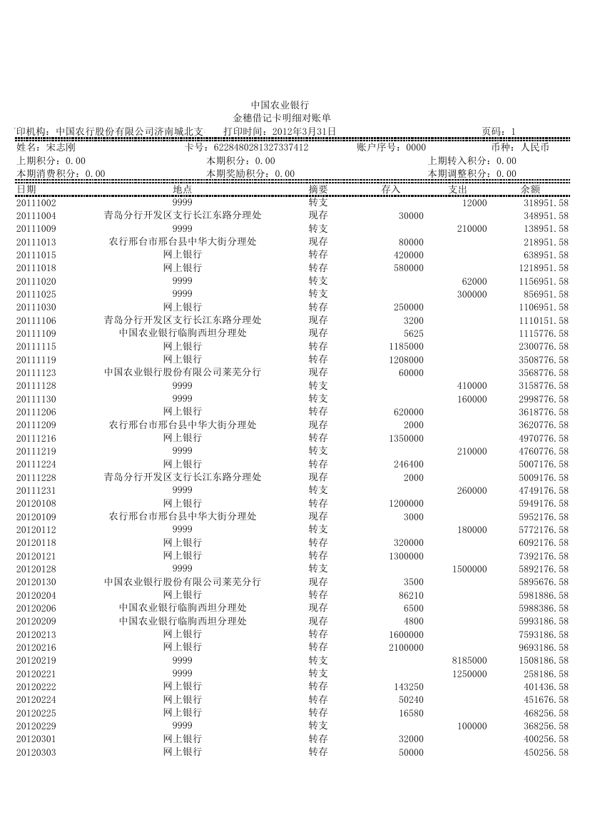 银行流水第1页