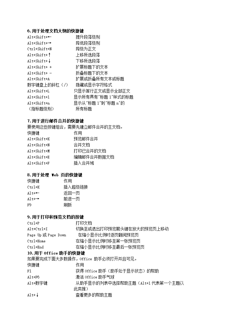 word快捷键大全第7页