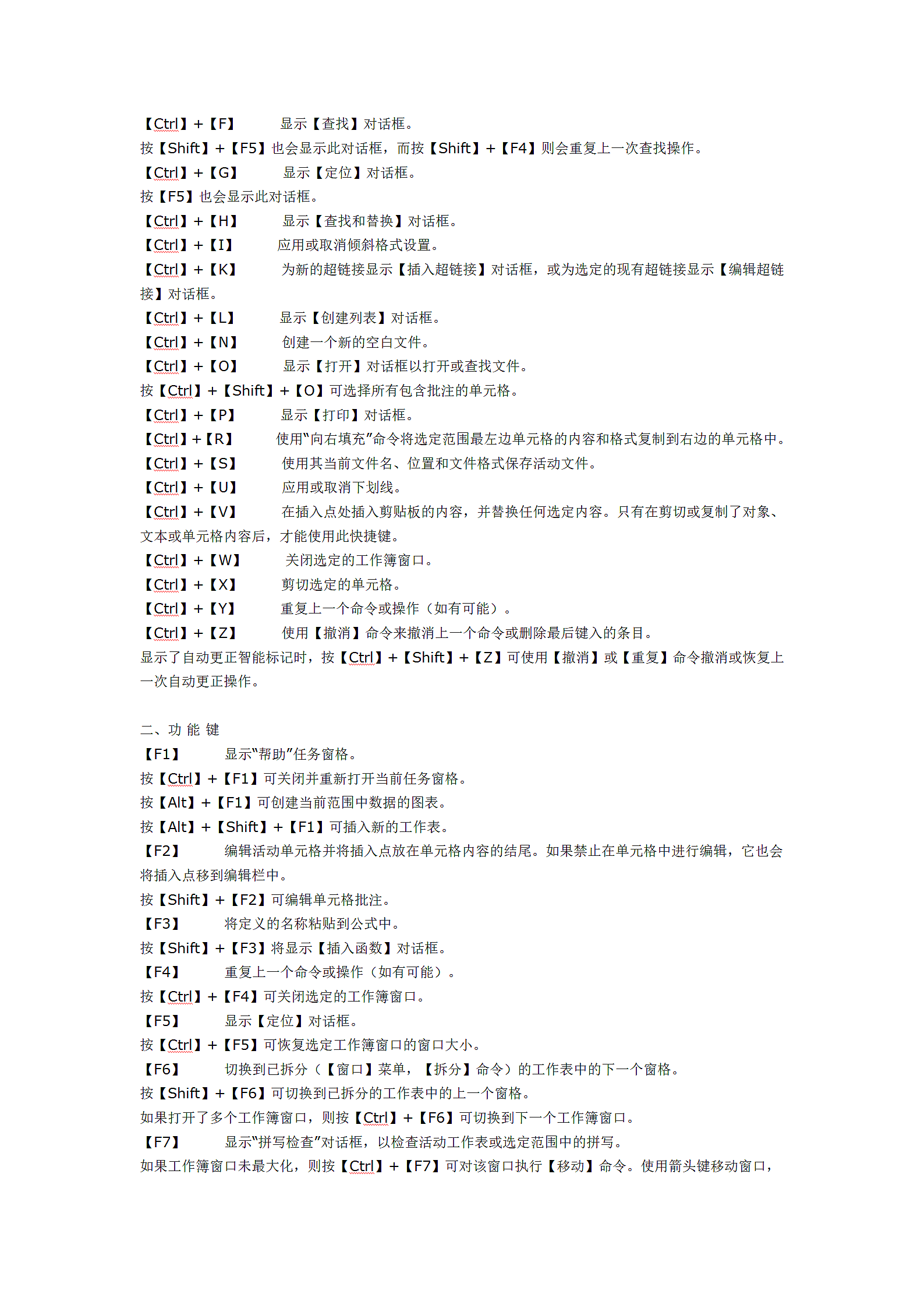 常用100个Excel快捷键第2页