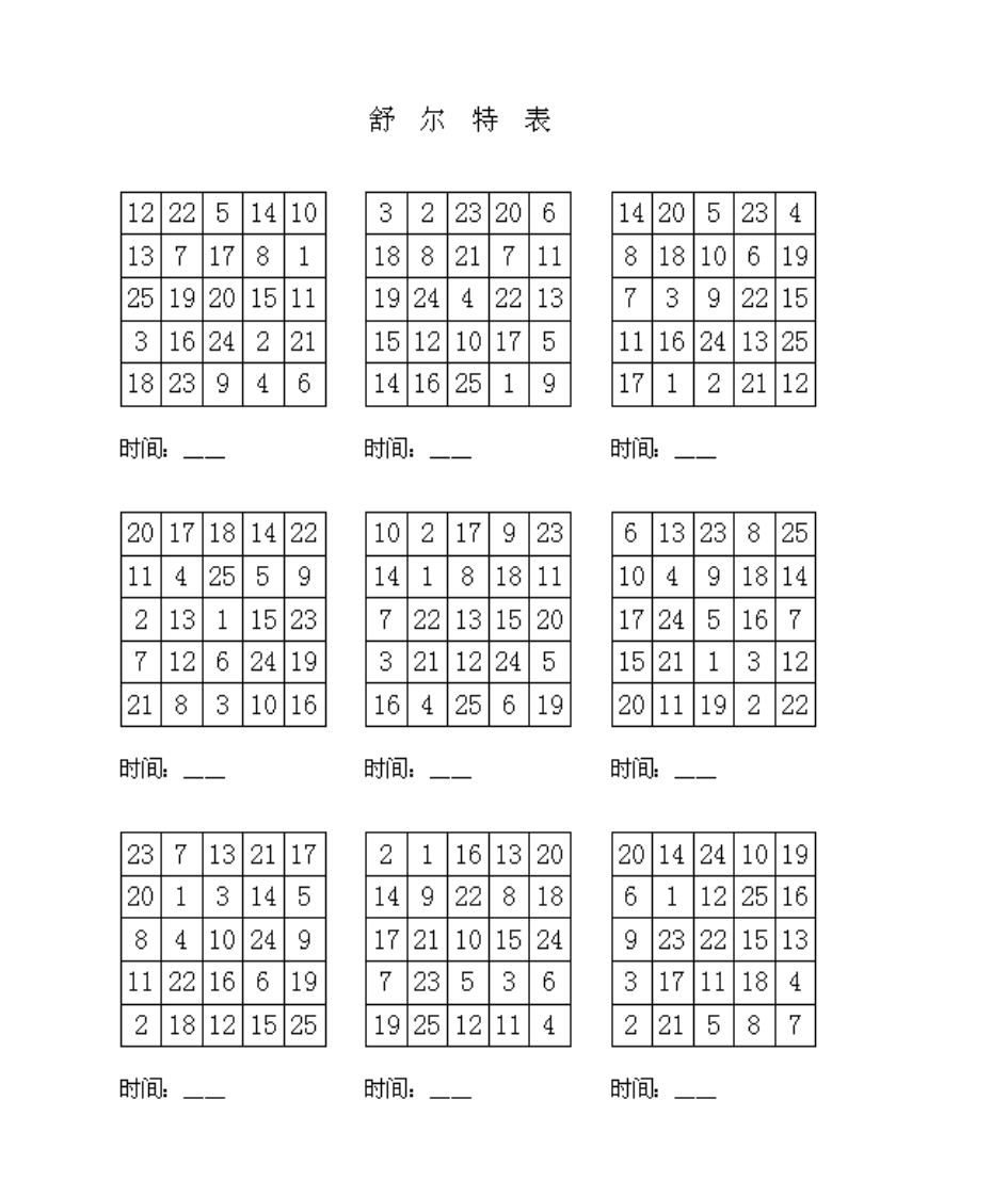 舒尔特表第1页