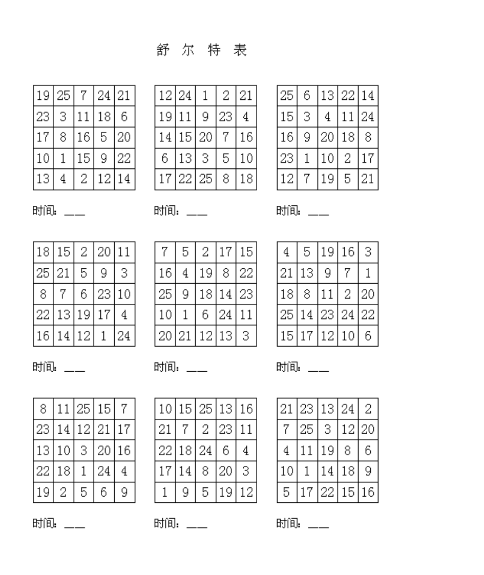 舒尔特表第3页