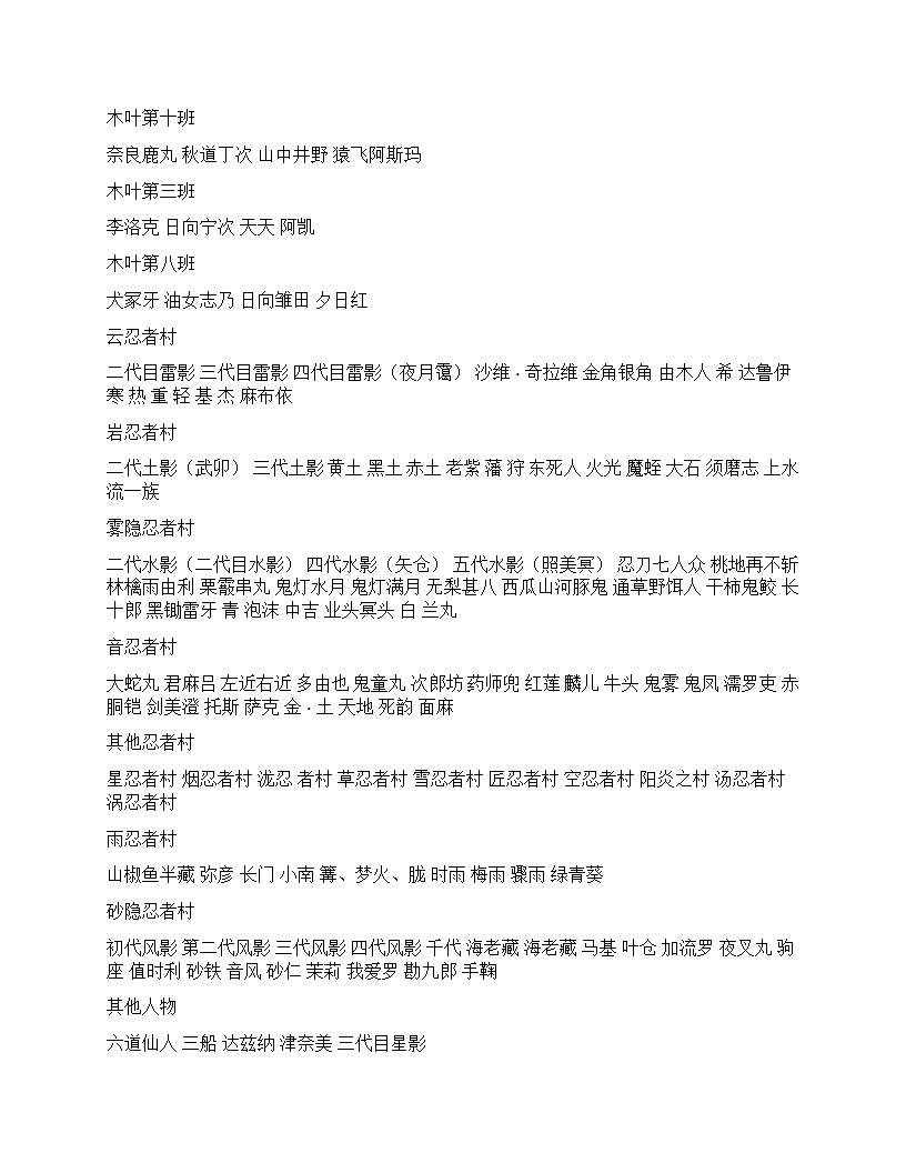 火影忍者基本资料第2页