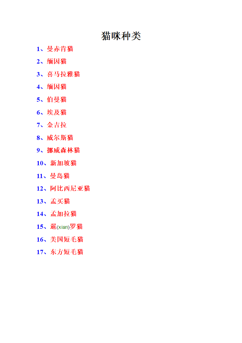 猫咪种类第1页