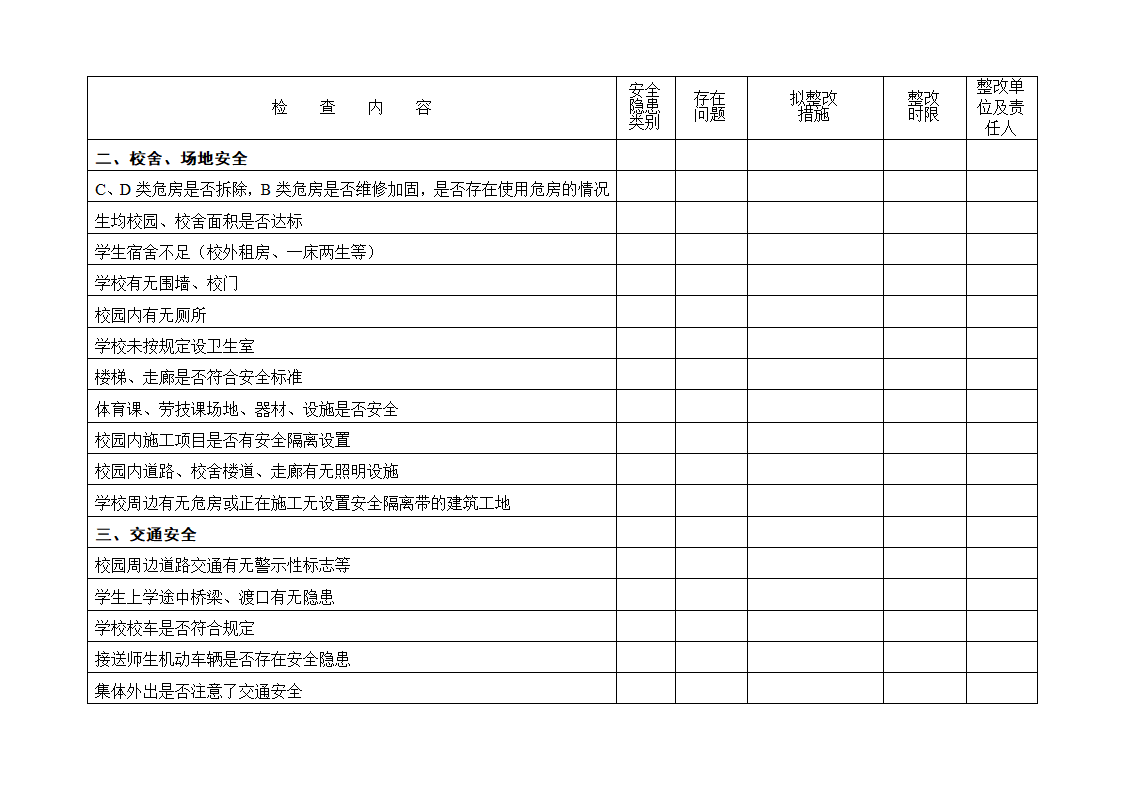 学校安全检查记录表第2页