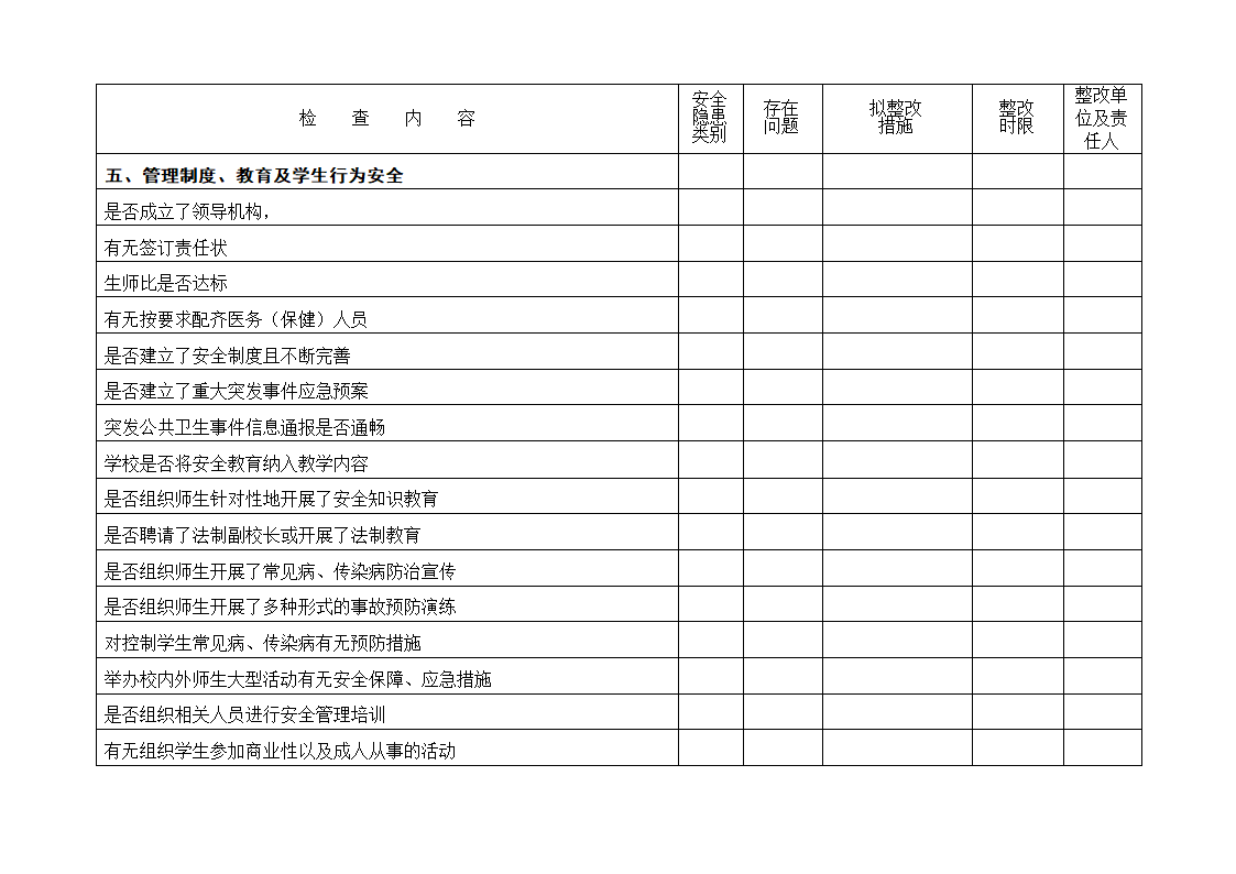 学校安全检查记录表第4页