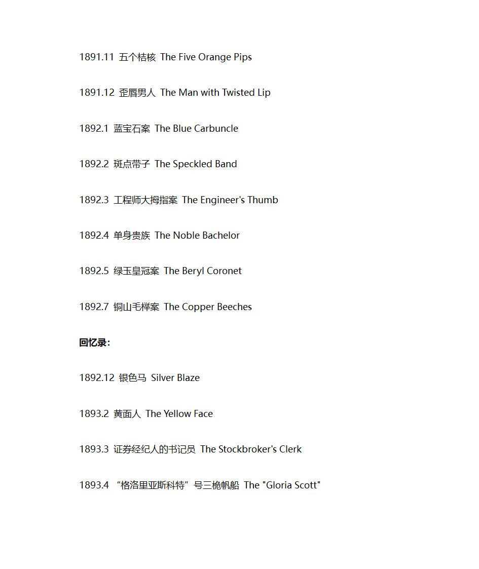 福尔摩斯探案集全目录第7页