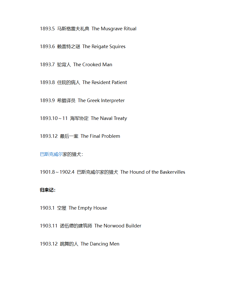 福尔摩斯探案集全目录第8页