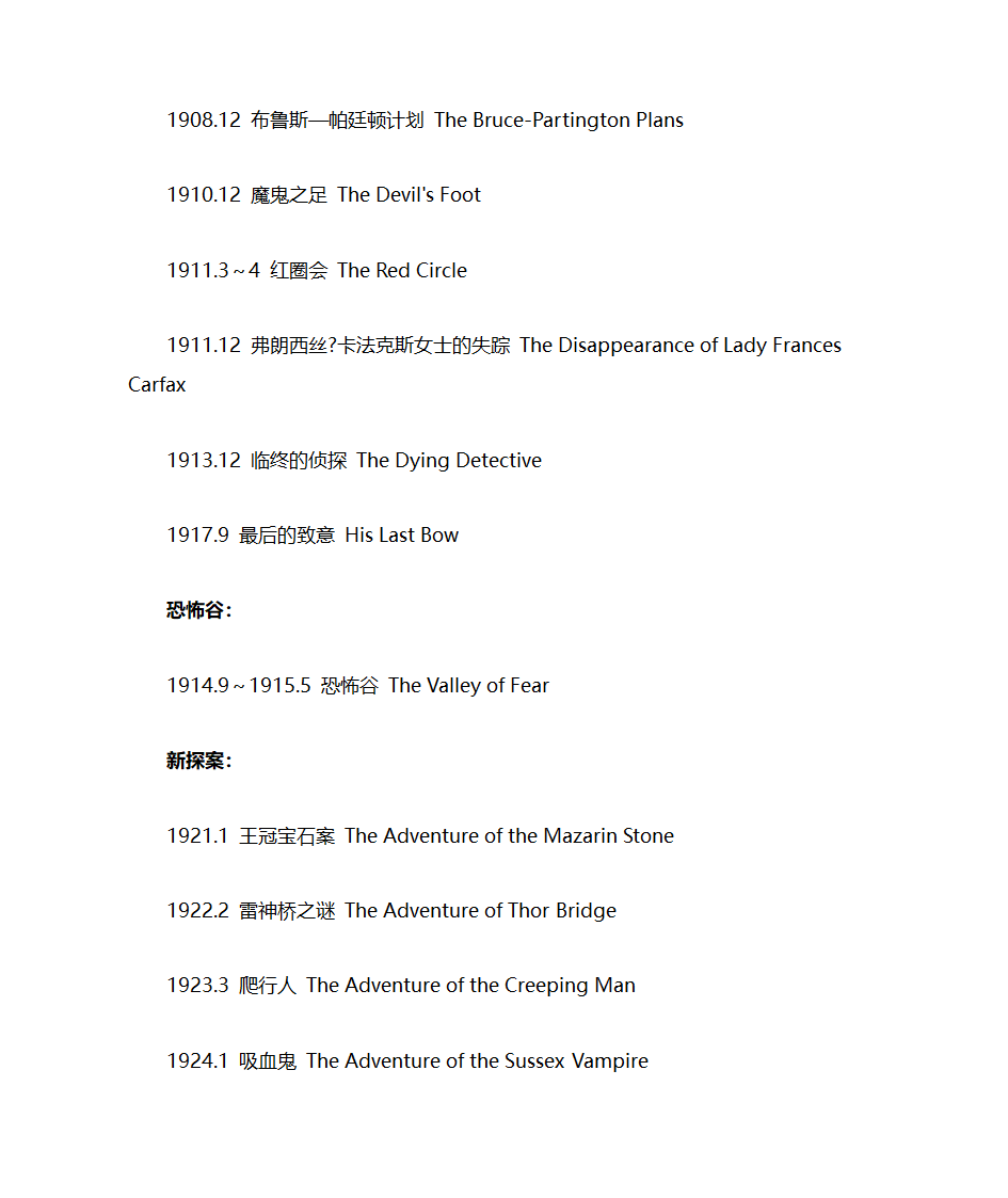 福尔摩斯探案集全目录第10页