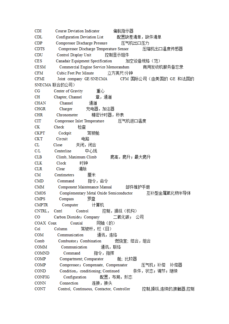 飞机常用缩略语第6页