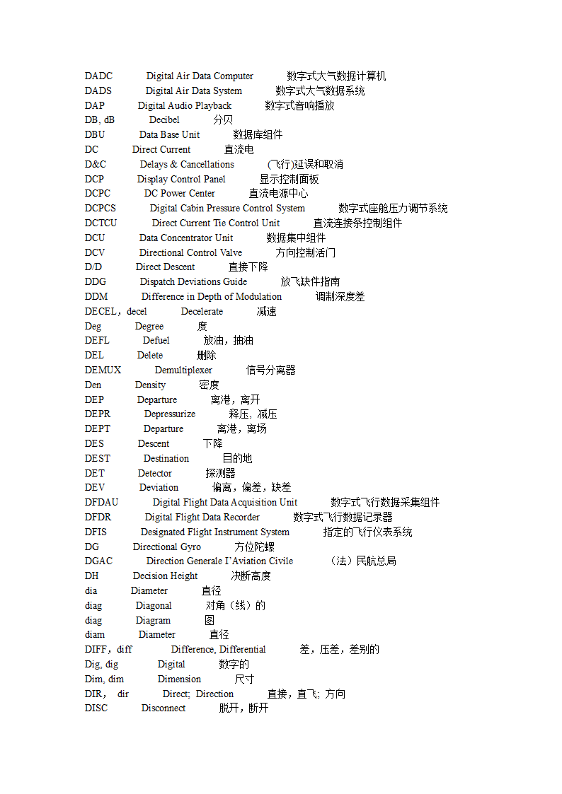 飞机常用缩略语第8页