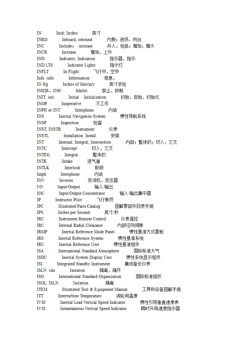 飞机常用缩略语第17页