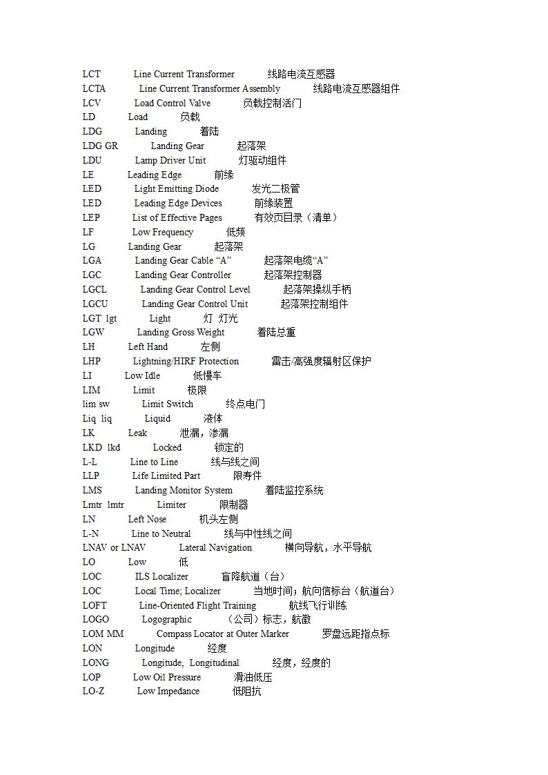 飞机常用缩略语第19页