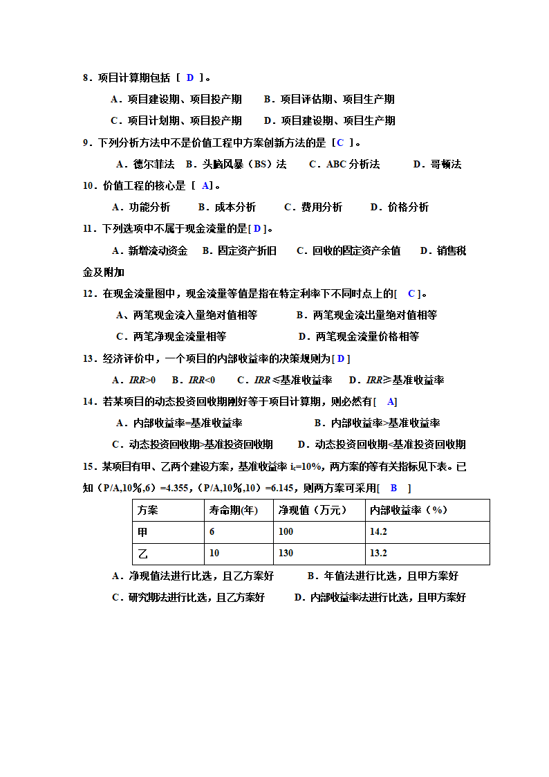 工程经济选择题第2页