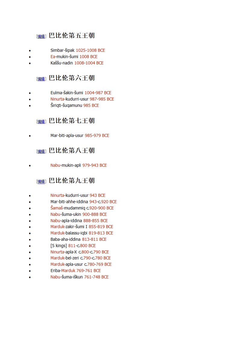 古巴比伦君主列表第5页