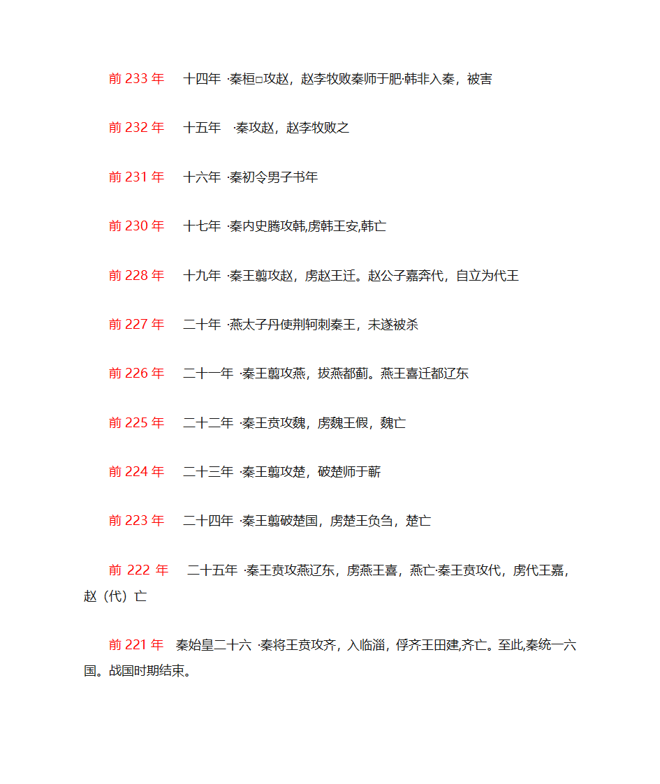 秦朝大事年表第5页