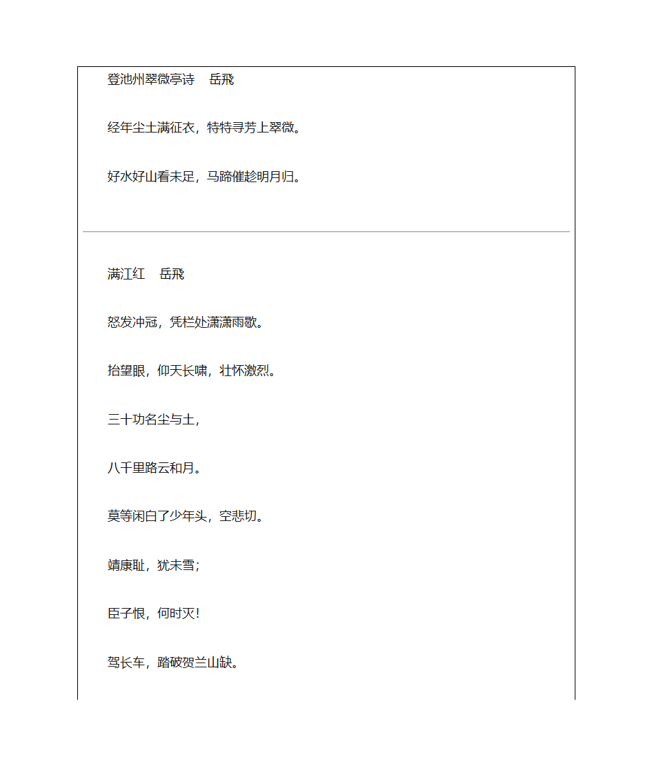 岳飞诗词全集第1页