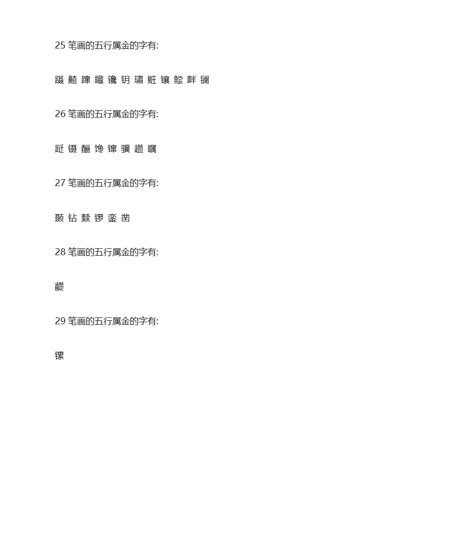 五行属金的汉字第6页