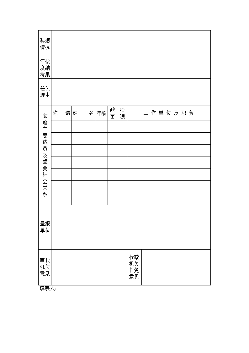 干部任免审批表填写第2页