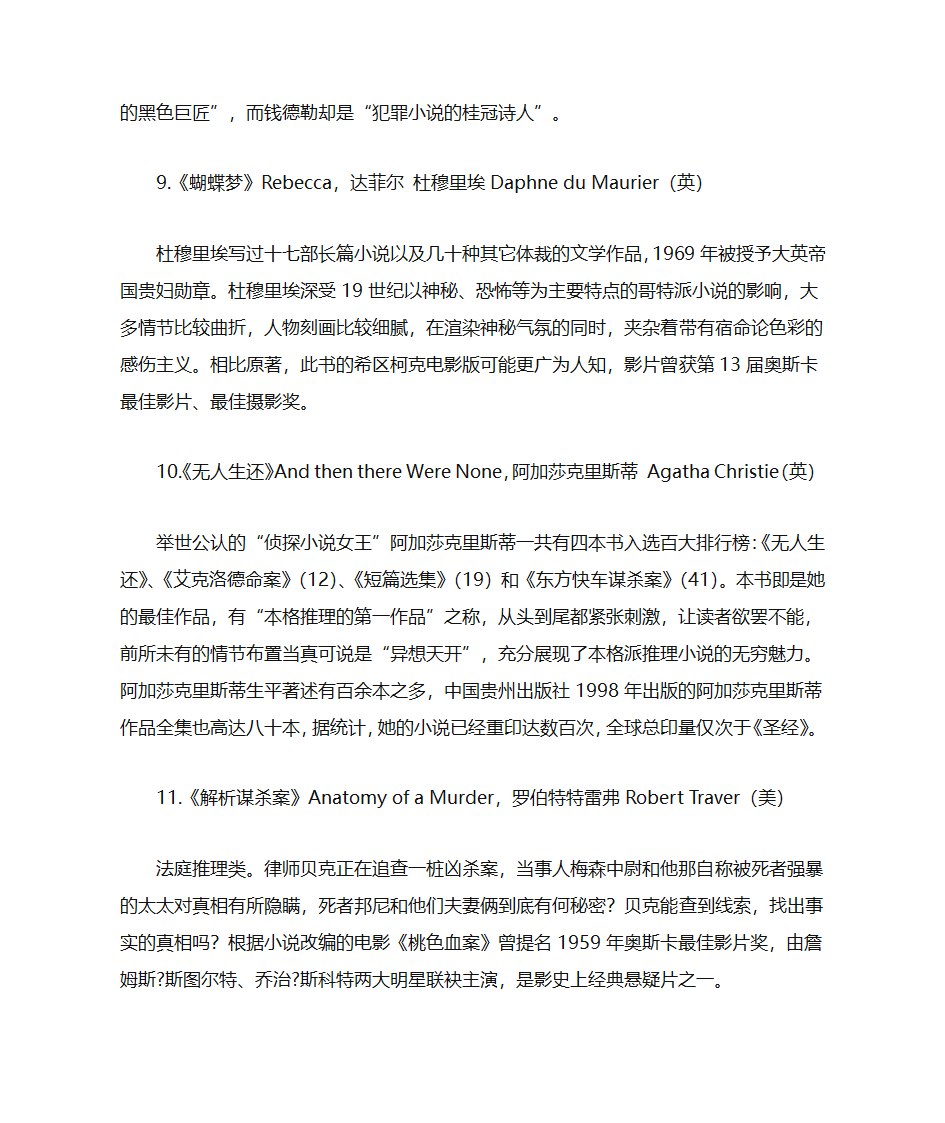 美国推理作家协会100部经典推理小说第5页