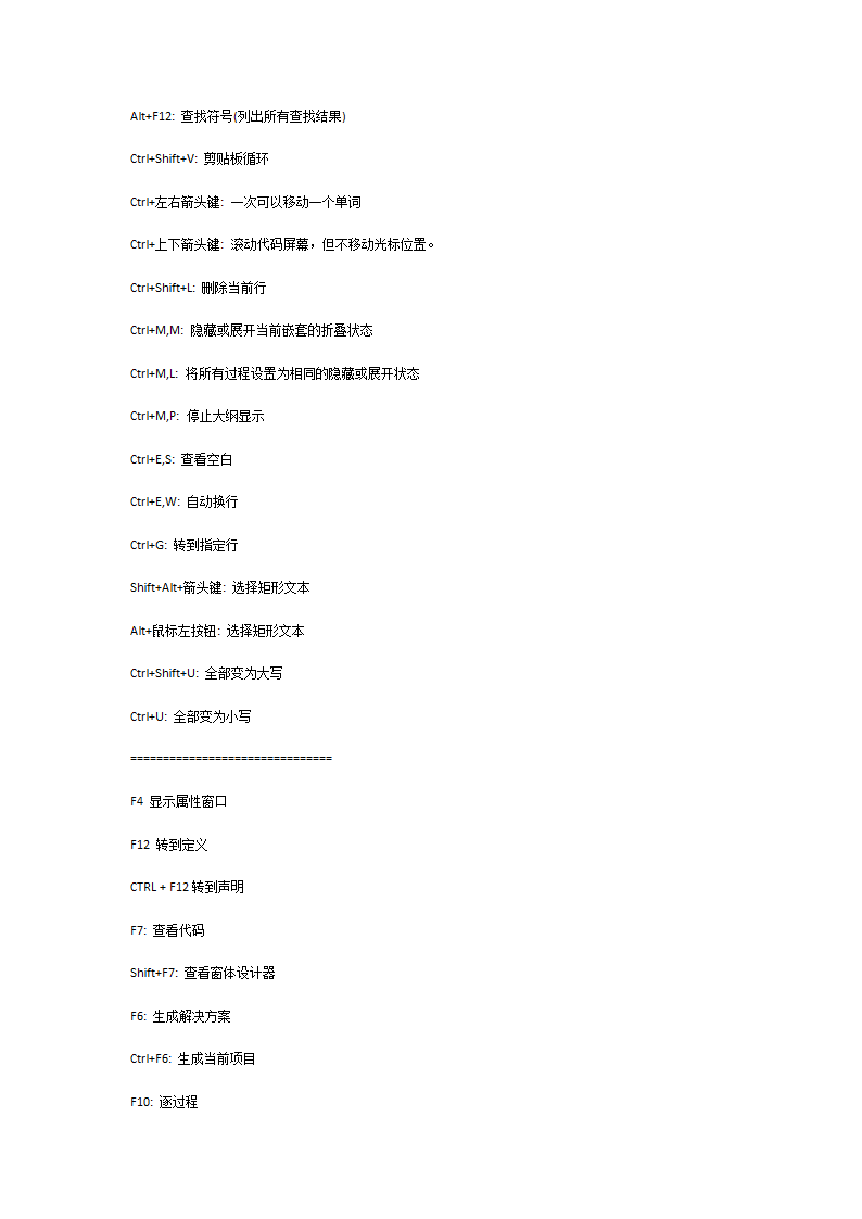 C++快捷键第4页