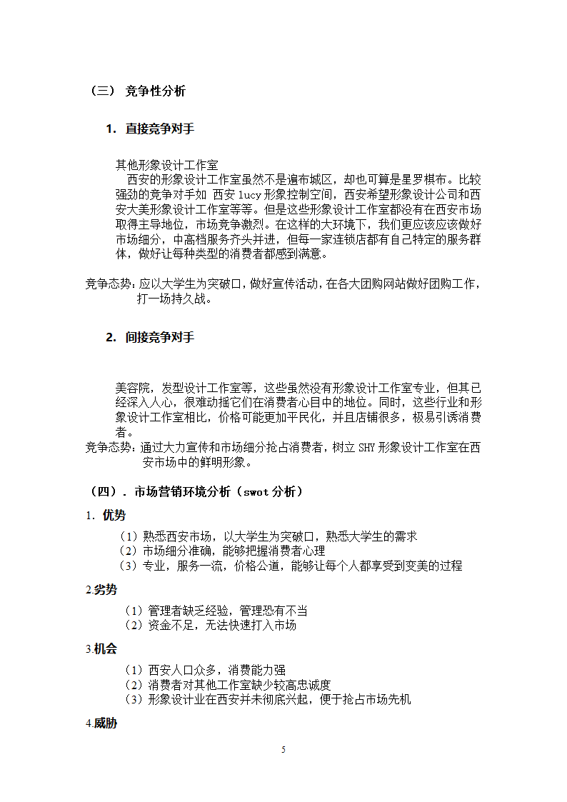 SHY形象设计工作室市场营销方案第5页