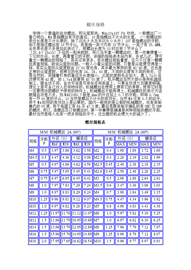螺丝规格第1页
