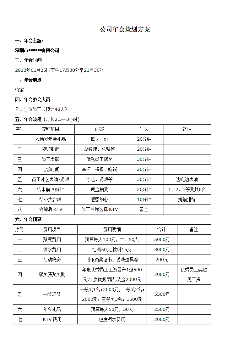 小型公司(50人)年会策划方案.doc第1页