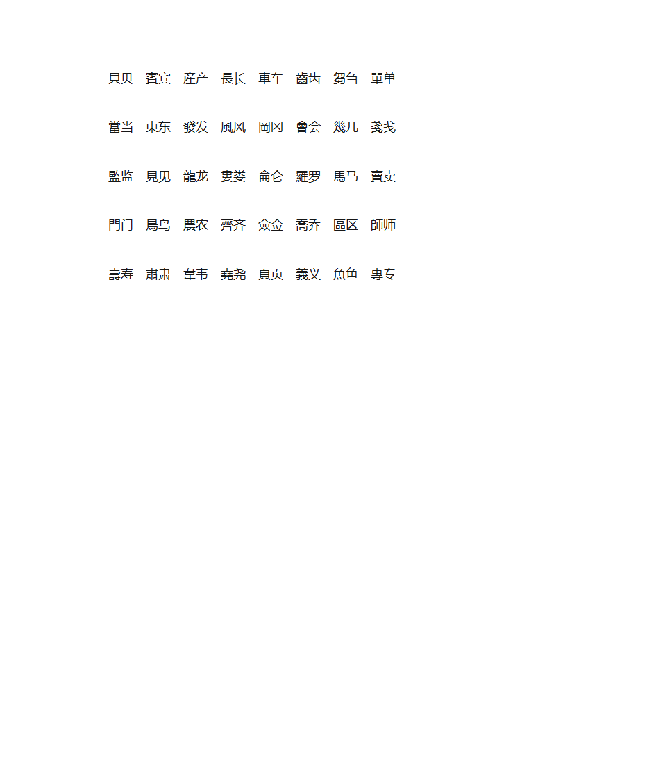 常用繁体字大全第7页