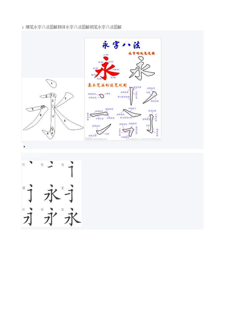 硬笔永字八法图解颜体永字八法图解钢笔永字八法图解第1页