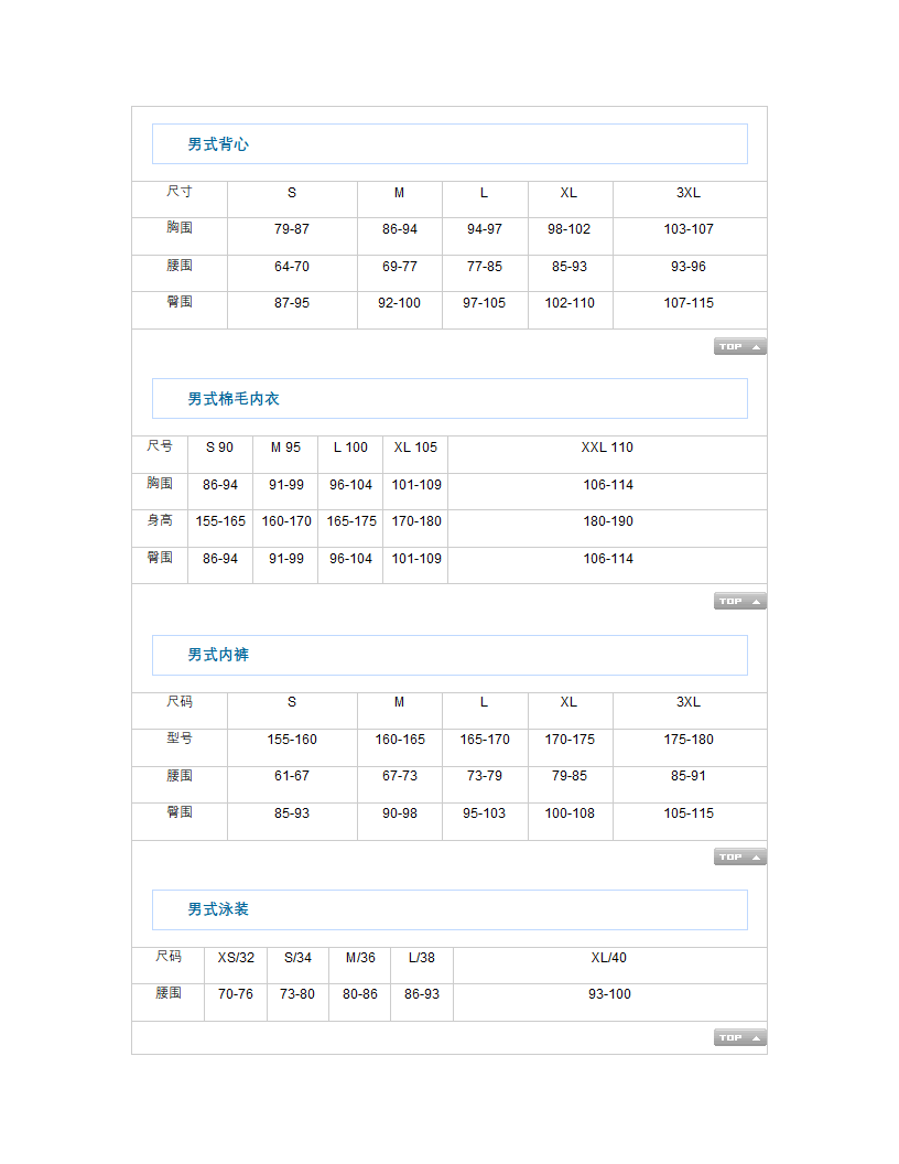 衣服尺码第2页