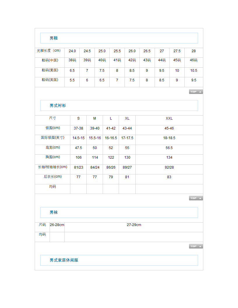 衣服尺码第3页