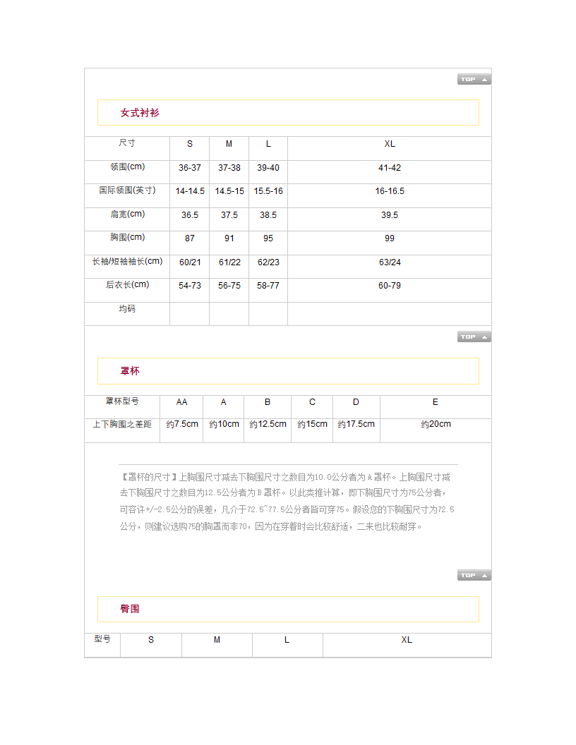 衣服尺码第8页