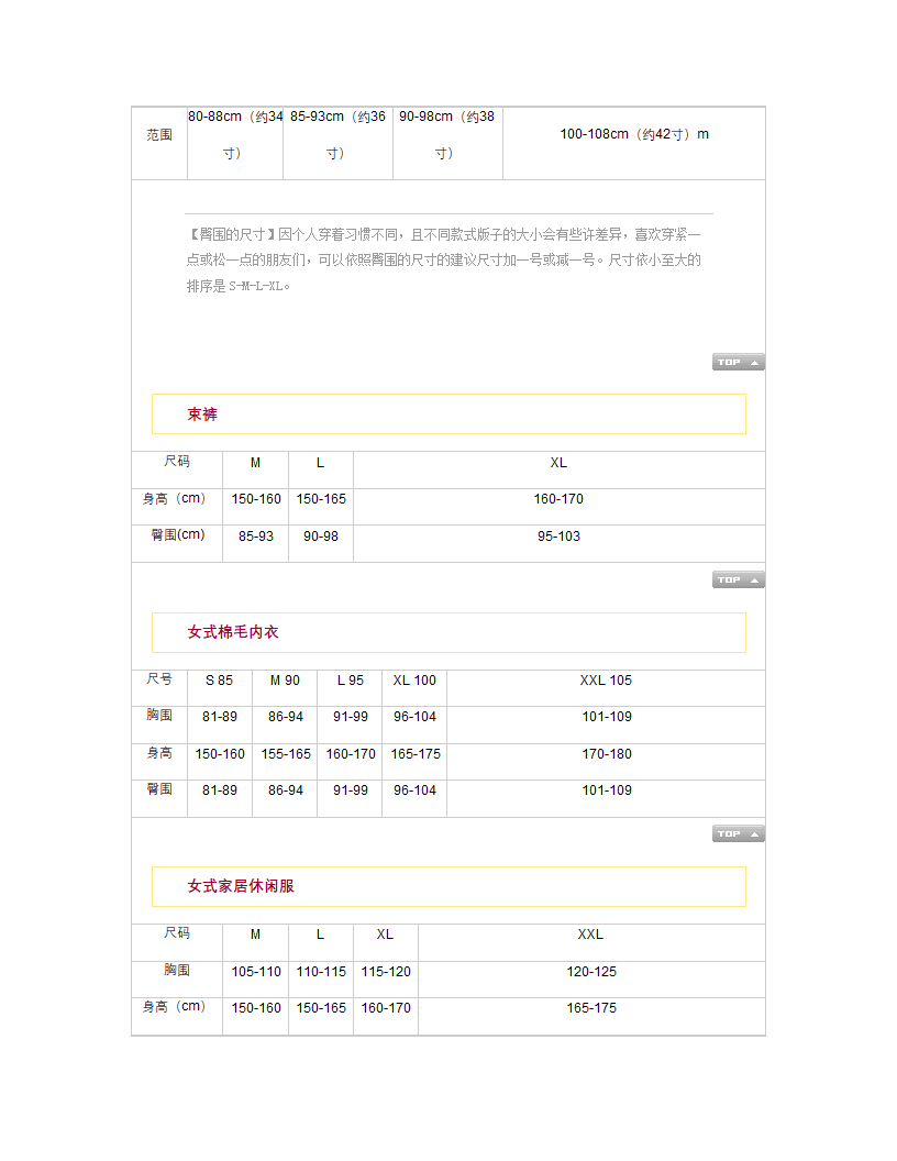 衣服尺码第9页