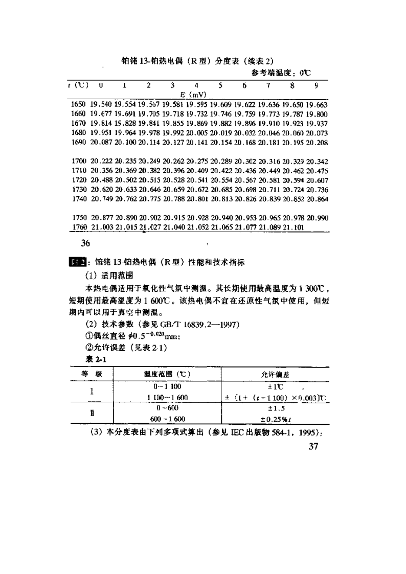 R分度热电偶分度表第8页