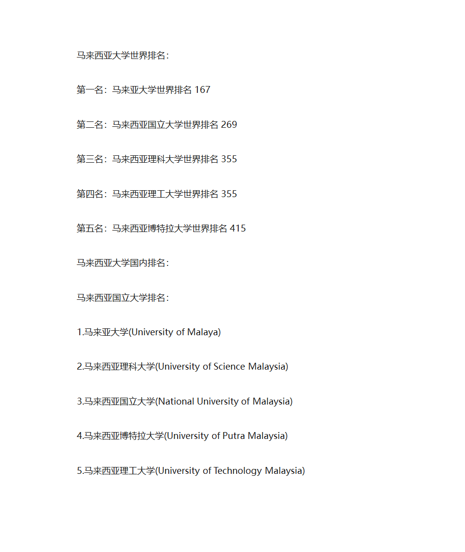 马来西亚大学排名第1页