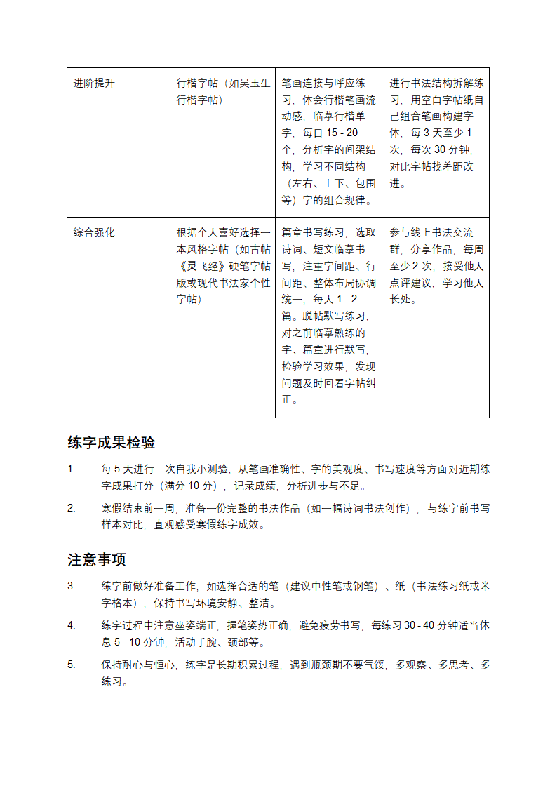 练字计划表第2页