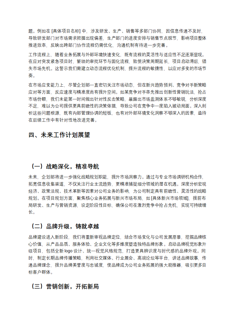 公司企划部年终复盘与展望第3页