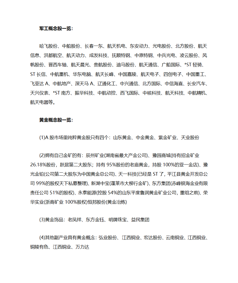 军工重要概念股第1页