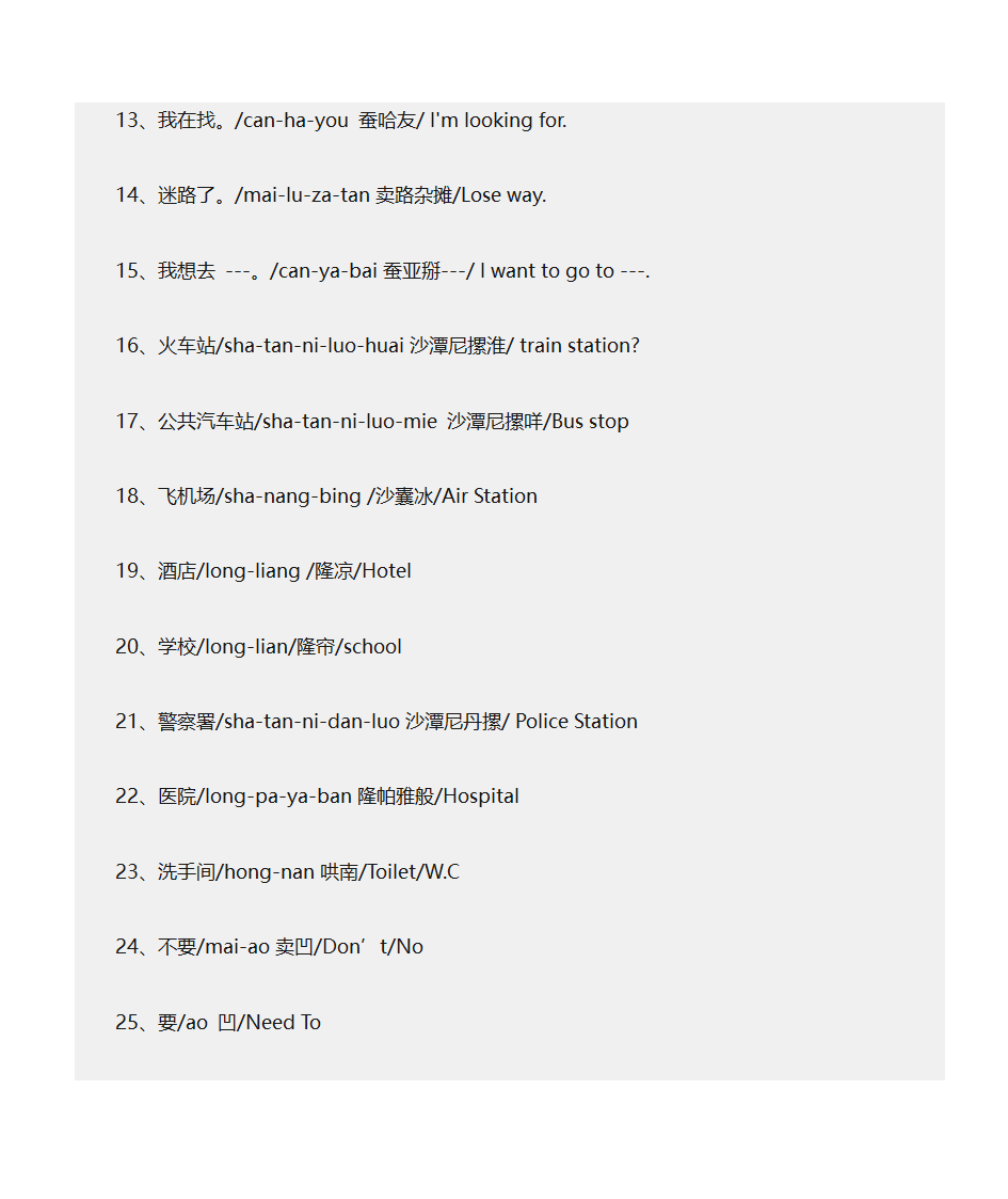 泰国日常用语第2页