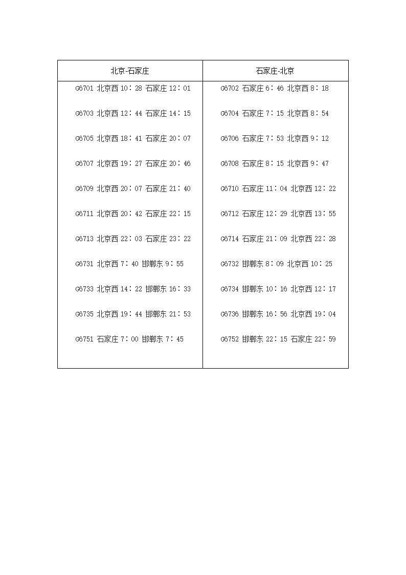 京广高铁时刻表第4页