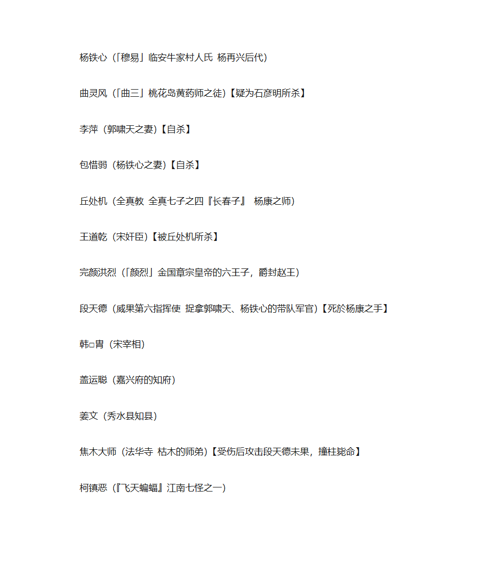 射雕英雄传人物第3页