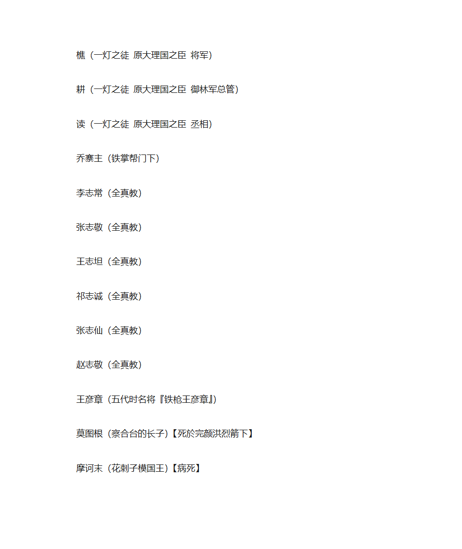 射雕英雄传人物第10页