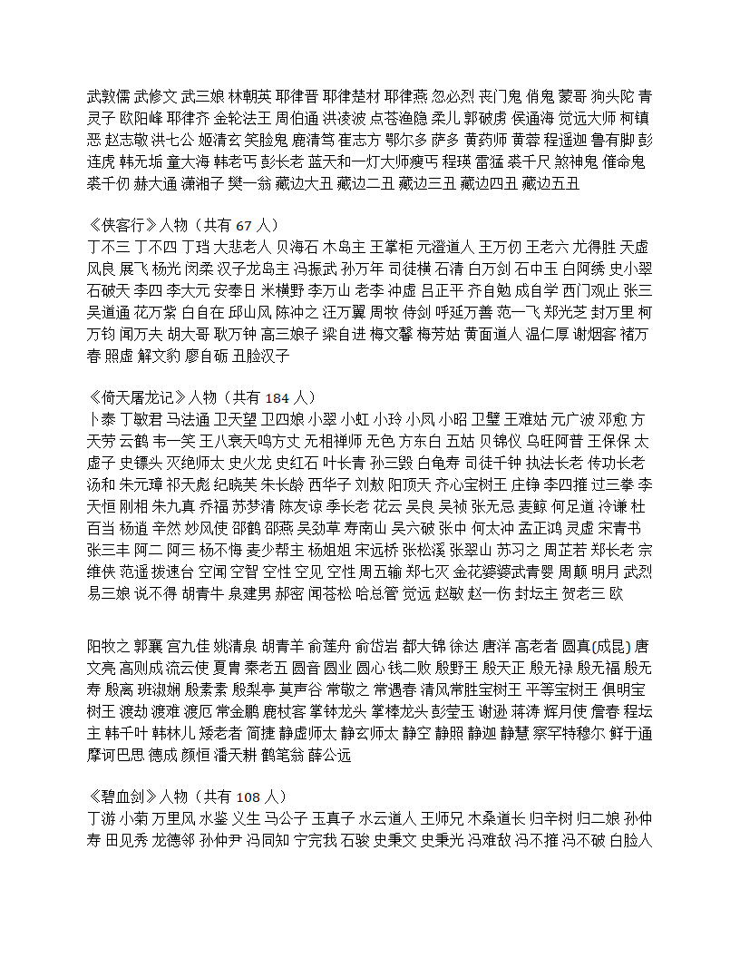 金庸全人物表第5页