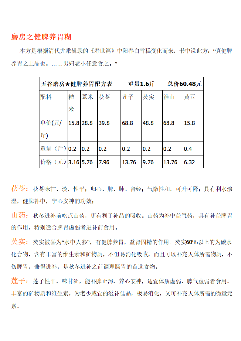 健脾养胃配方第1页