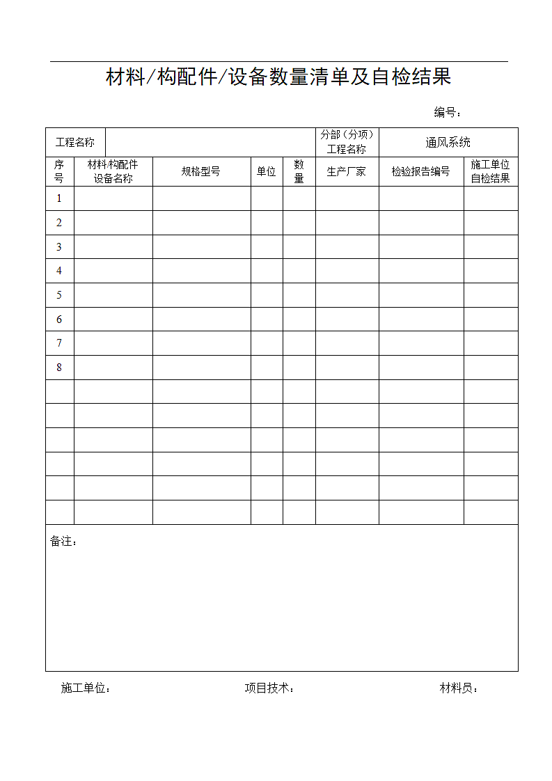 材料清单及自检结果第1页