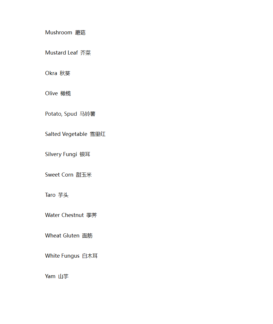 常见蔬菜的中英文第2页