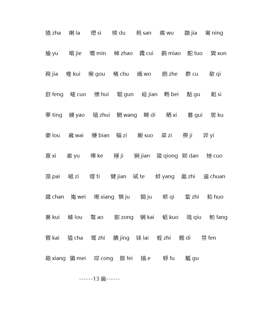 难读汉字查拼音表第12页